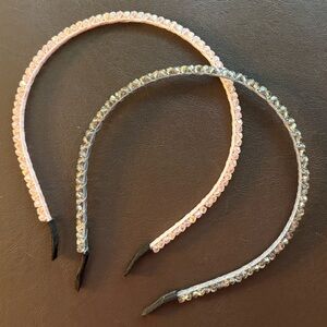 Pair of Pink and Gray Crystal Rhinestone Headbands